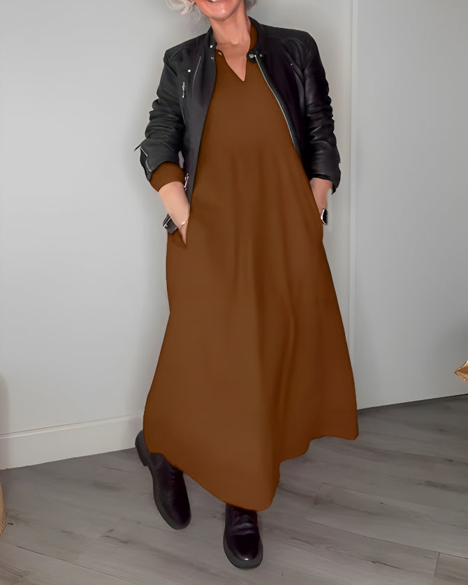 Elegante Maxi Cocktailkleid Mit Langen Ärmeln Für Frauen-Velnorah