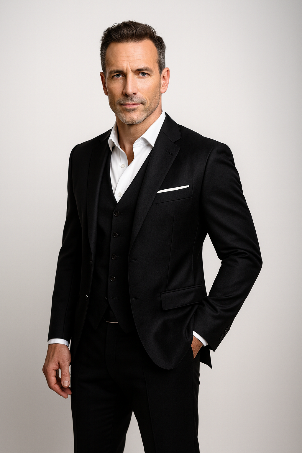Elegantes Dreiteiliges Herrenanzug mit Weste und Slim Fit Hose-Velnorah