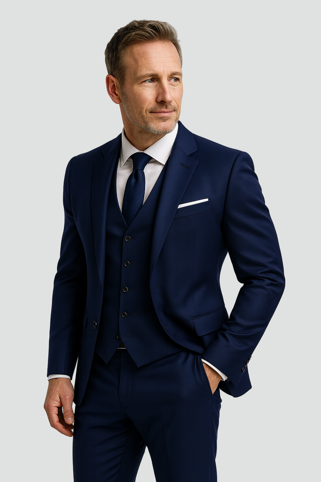 Elegantes Dreiteiliges Herrenanzug mit Weste und Slim Fit Hose-Velnorah