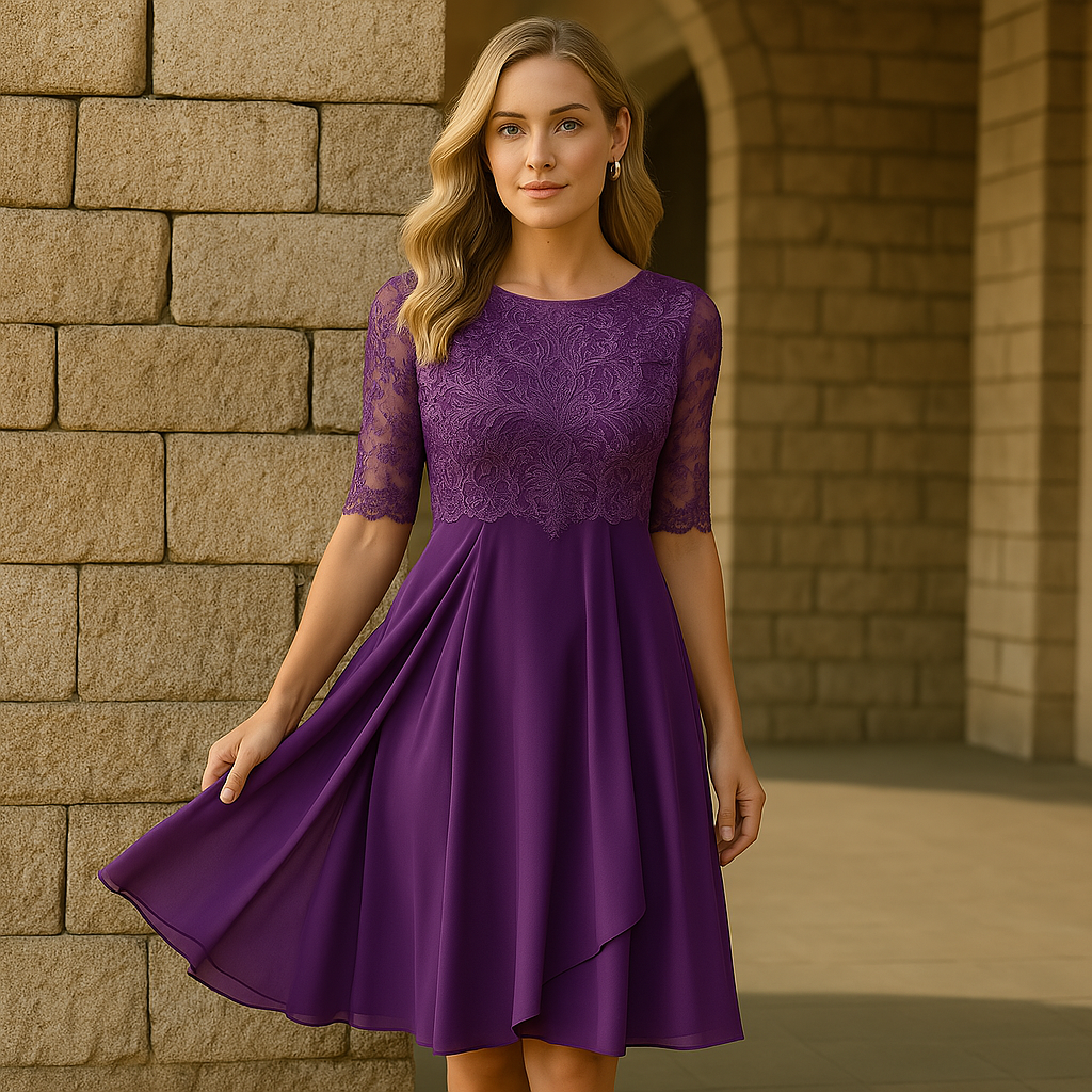 Elegantes Kleid mit halblangen Ärmeln für Abendveranstaltungen-Velnorah