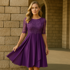 Elegantes Kleid mit halblangen Ärmeln für Abendveranstaltungen-Velnorah
