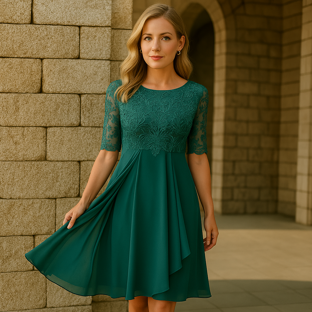 Elegantes Kleid mit halblangen Ärmeln für Abendveranstaltungen-Velnorah
