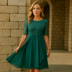 Elegantes Kleid mit halblangen Ärmeln für Abendveranstaltungen-Velnorah