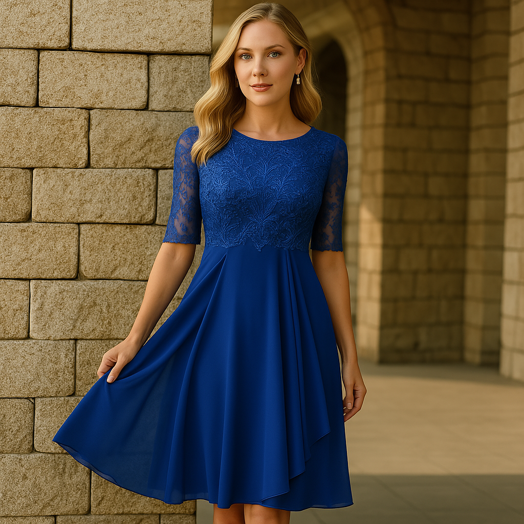Elegantes Kleid mit halblangen Ärmeln für Abendveranstaltungen-Velnorah