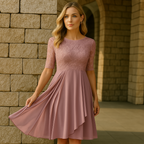 Elegantes Kleid mit halblangen Ärmeln für Abendveranstaltungen-Velnorah