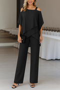 Elegantes Luftiges Damen Set Mit Off-Shoulder Top Und Weit Geschnittene Hose-Velnorah