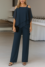 Elegantes Luftiges Damen Set Mit Off-Shoulder Top Und Weit Geschnittene Hose-Velnorah
