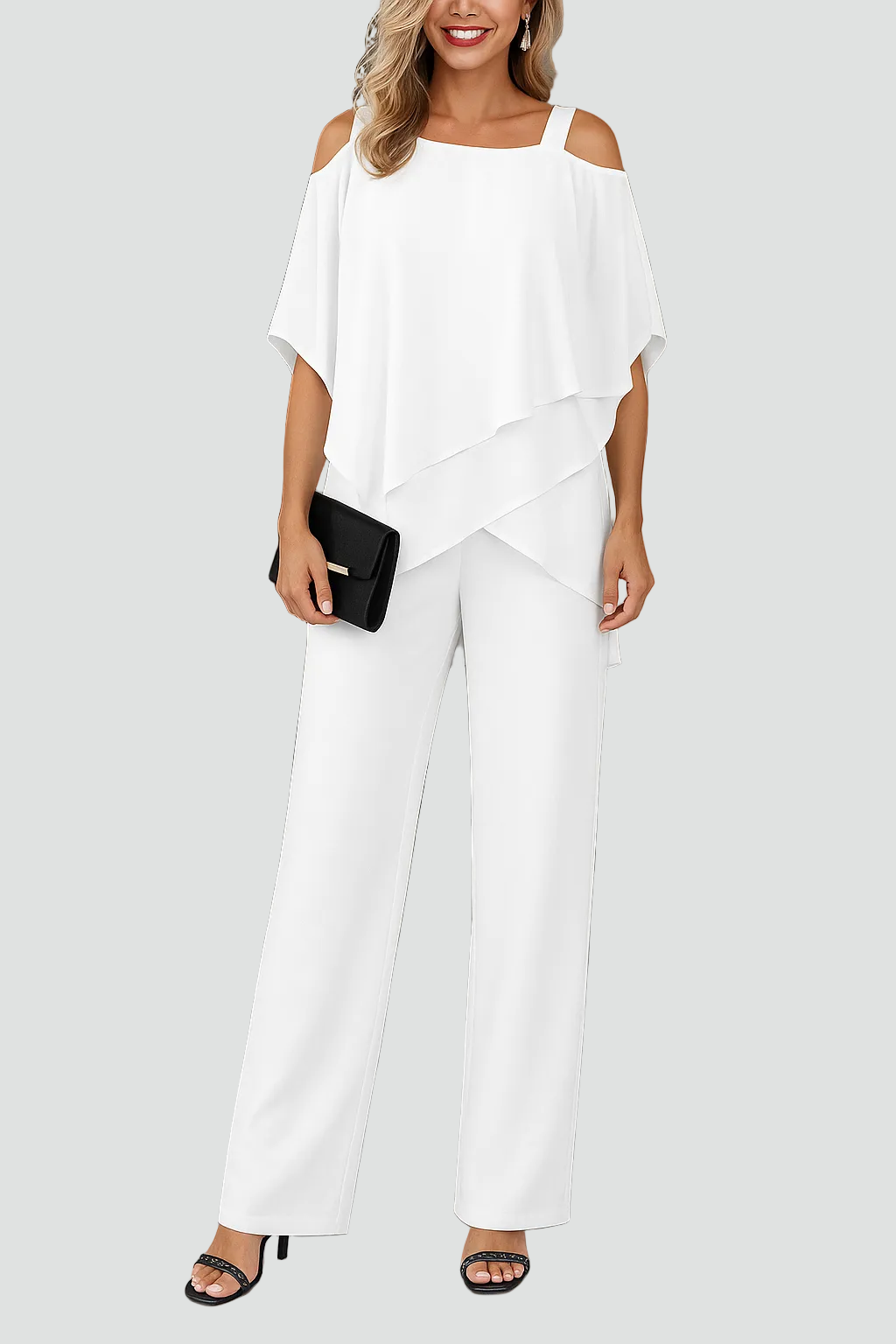 Elegantes Luftiges Damen Set Mit Off-Shoulder Top Und Weit Geschnittene Hose-Velnorah