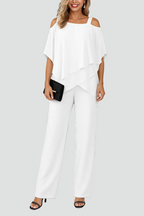 Elegantes Luftiges Damen Set Mit Off-Shoulder Top Und Weit Geschnittene Hose-Velnorah