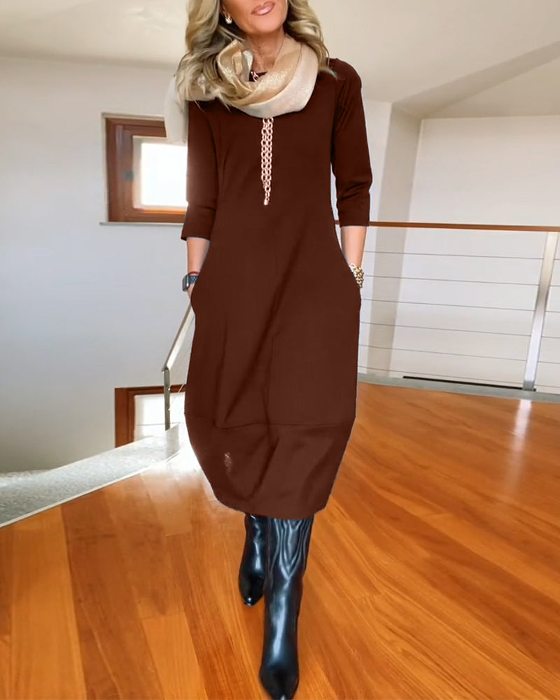 Elegantes Vintage Maxi-Kleid für Frauen mit Taschen-Velnorah
