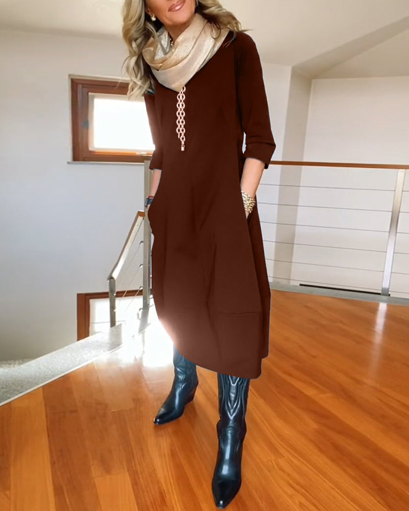 Elegantes Vintage Maxi-Kleid für Frauen mit Taschen-Velnorah