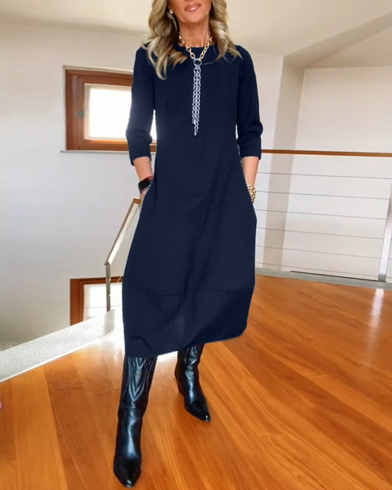 Elegantes Vintage Maxi-Kleid für Frauen mit Taschen-Velnorah