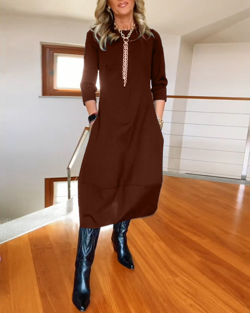Elegantes Vintage Maxi-Kleid für Frauen mit Taschen-Velnorah