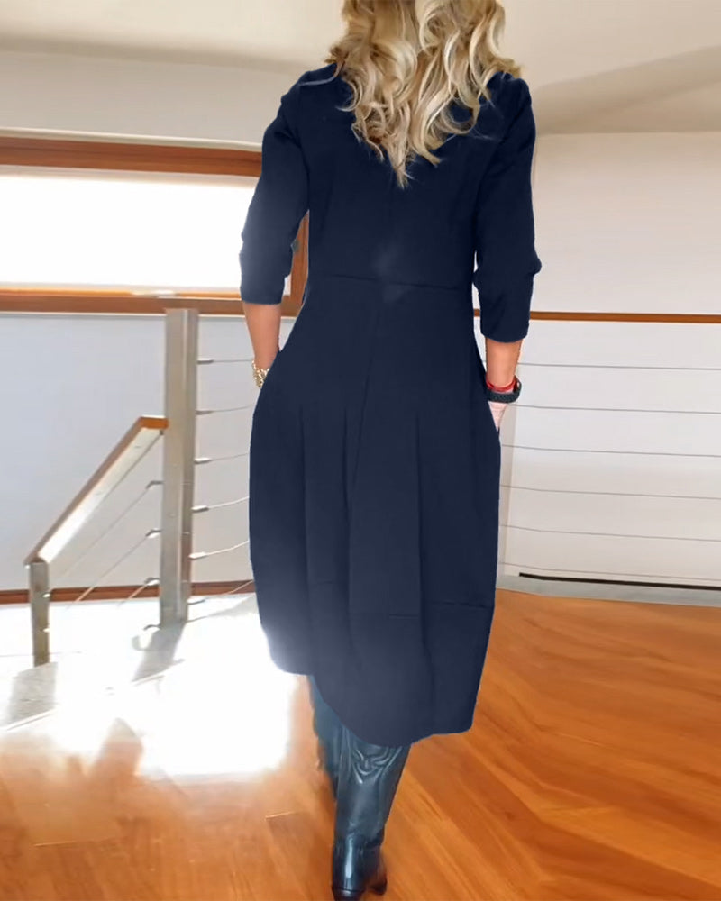 Elegantes Vintage Maxi-Kleid für Frauen mit Taschen-Velnorah