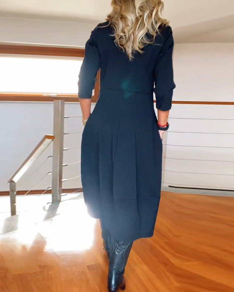 Elegantes Vintage Maxi-Kleid für Frauen mit Taschen-Velnorah