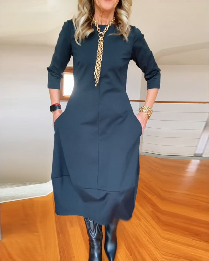 Elegantes Vintage Maxi-Kleid für Frauen mit Taschen-Velnorah