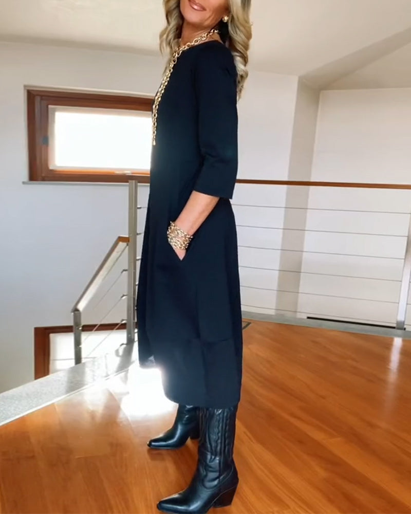 Elegantes Vintage Maxi-Kleid für Frauen mit Taschen-Velnorah