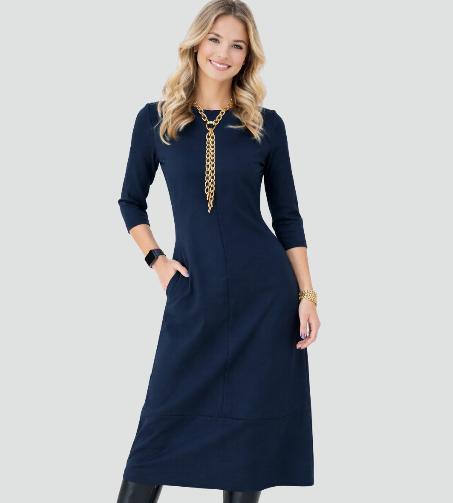 Elegantes Vintage Maxi-Kleid für Frauen mit Taschen-Velnorah