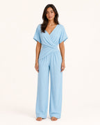 Damen Eleganter mit Wickeloptik und breiten Beinen Velnorah - front-cover-blue