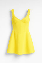 Gele Mini Kleid Damen V-Ausschnitt Sommer Eleganter Look-Velnorah