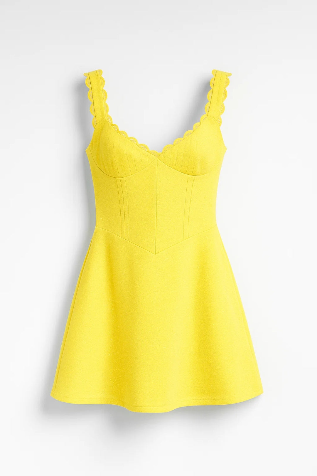 Gele Mini Kleid Damen V-Ausschnitt Sommer Eleganter Look-Velnorah