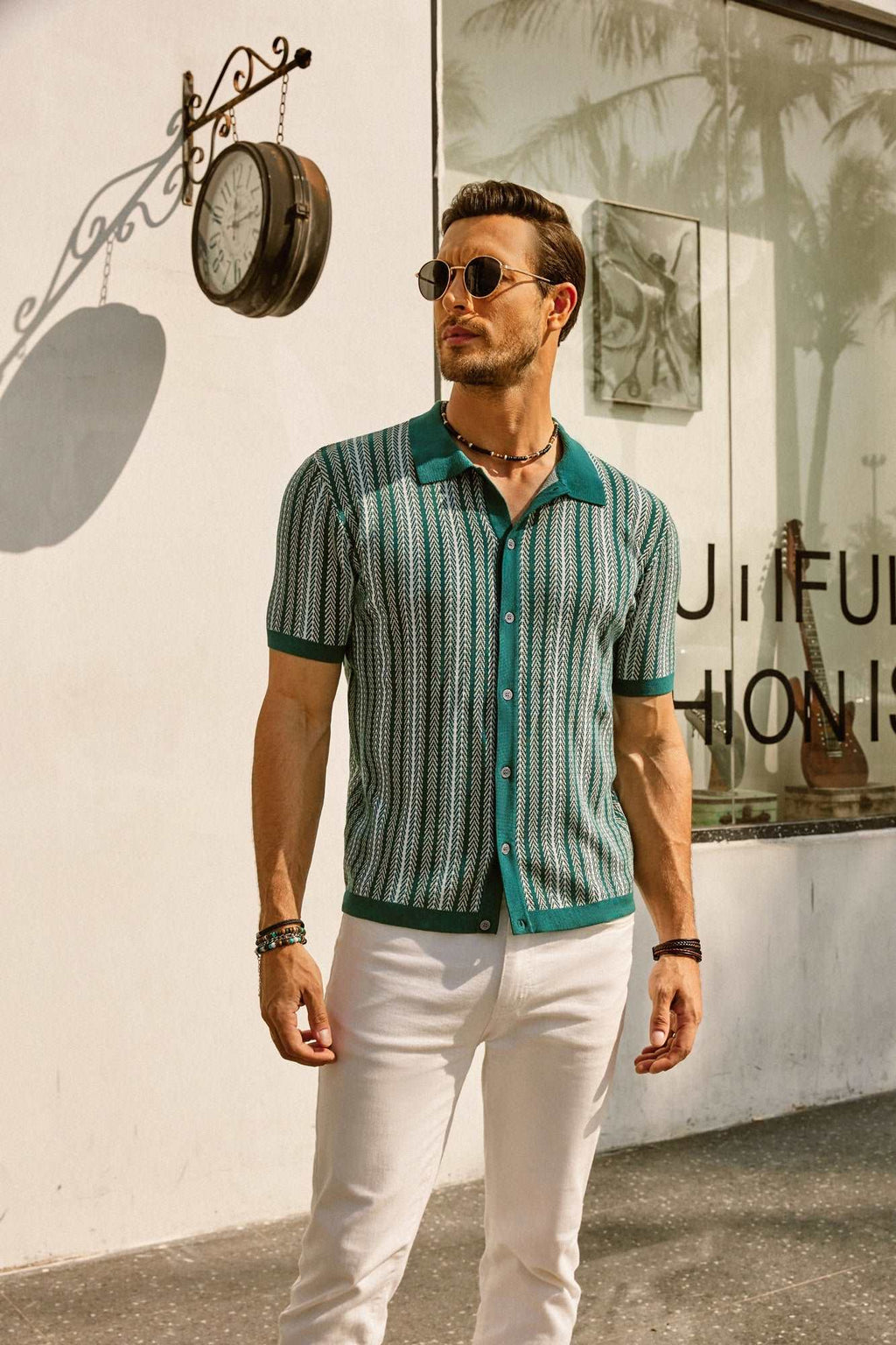Gestreiftes Poloshirt Herren Kurzarm Casual-Velnorah