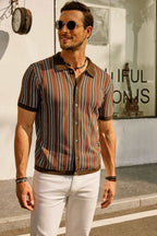 Gestreiftes Poloshirt Herren Kurzarm Casual-Velnorah