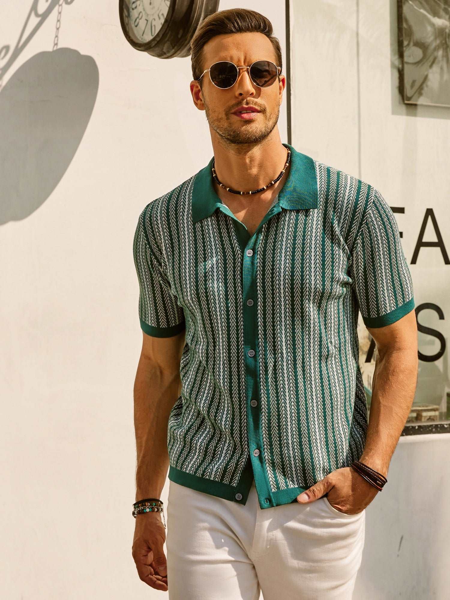Gestreiftes Poloshirt Herren Kurzarm Casual-Velnorah