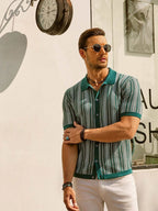 Gestreiftes Poloshirt Herren Kurzarm Casual-Velnorah