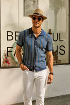 Gestreiftes Poloshirt Herren Kurzarm Casual-Velnorah