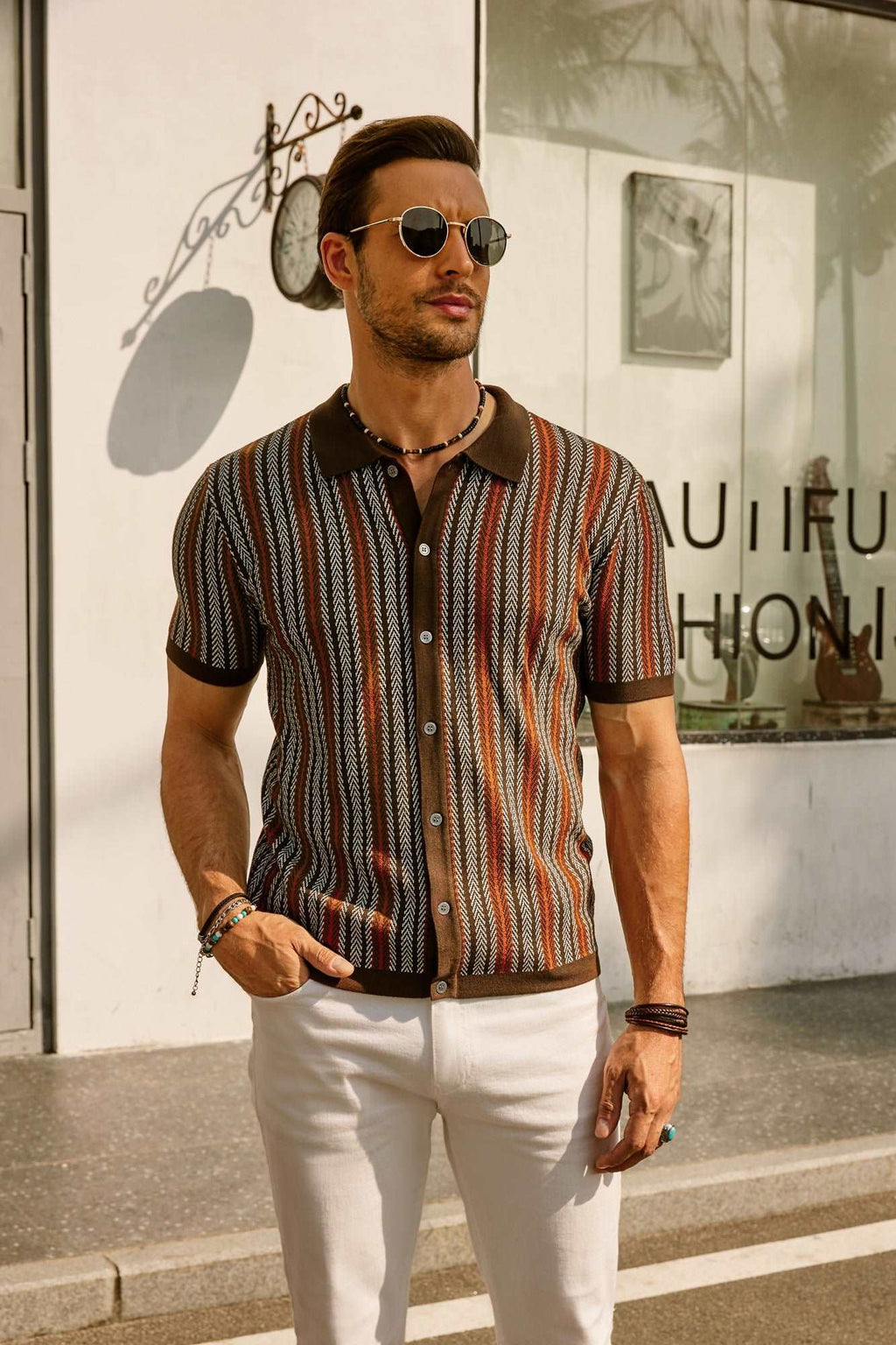 Gestreiftes Poloshirt Herren Kurzarm Casual-Velnorah