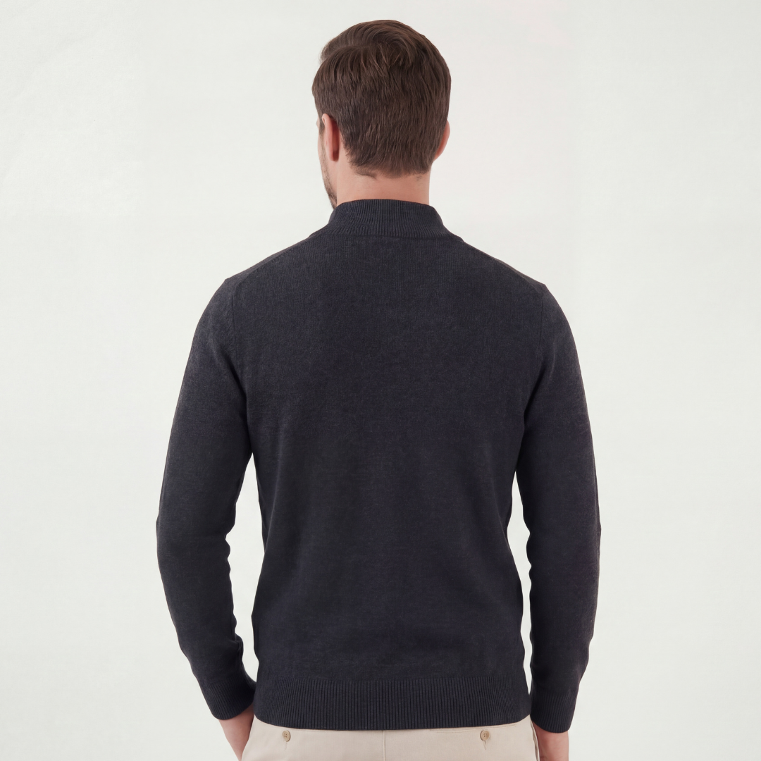 Halb-Reißverschluss Pullover Herren Rundhals Casual Layering-Velnorah