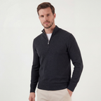 Halb-Reißverschluss Pullover Herren Rundhals Casual Layering-Velnorah