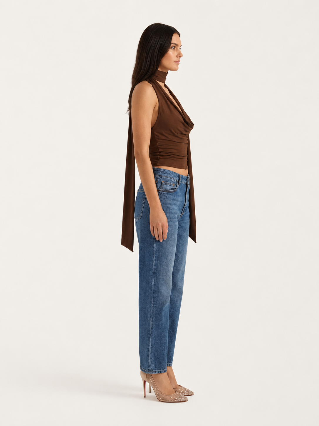 Halsband Top Damen V-Ausschnitt Lange Ärmel Casual-Velnorah