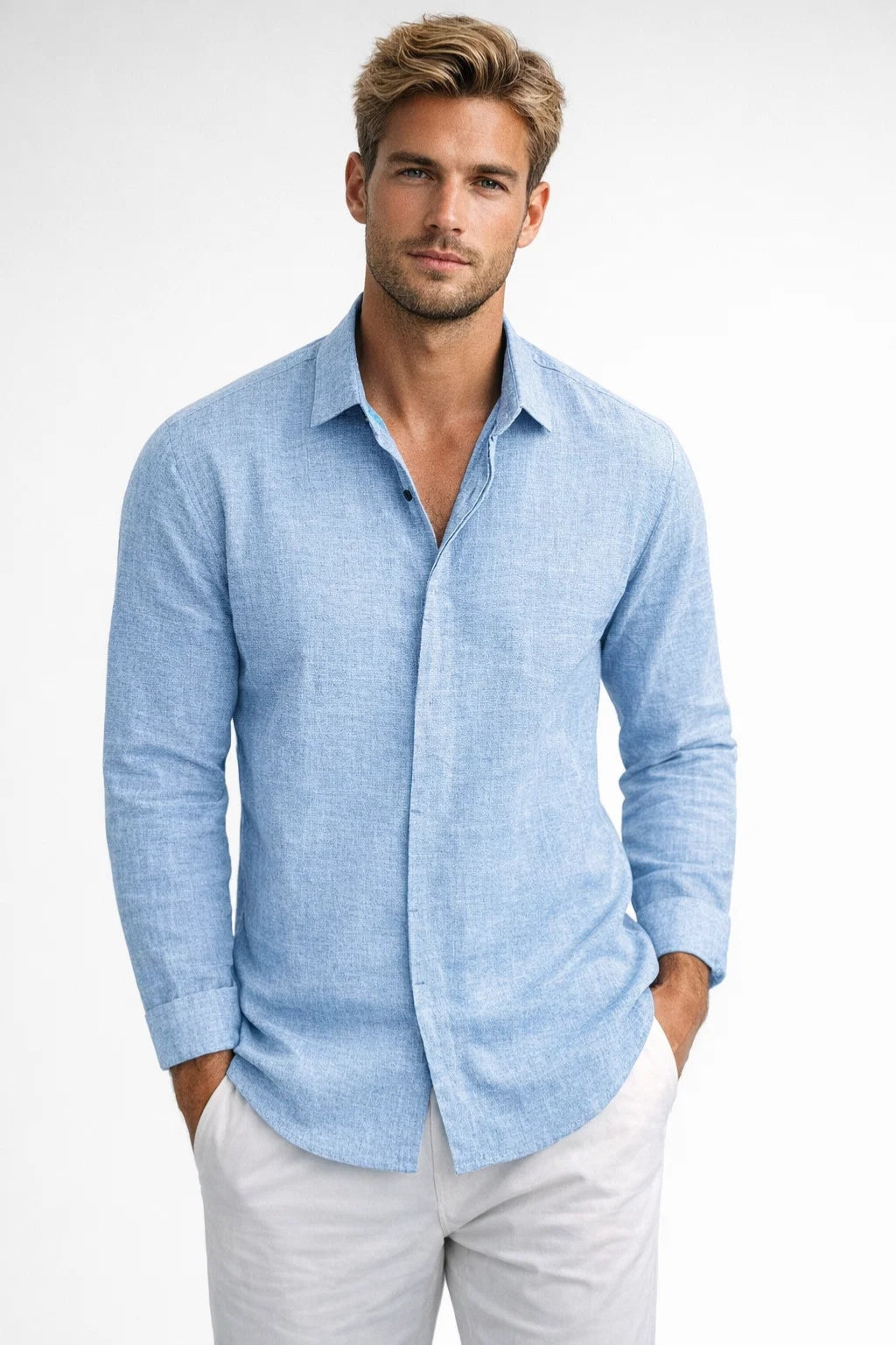Hemd Herren Regular Fit Klassische Kragen Sommer Casual-Velnorah