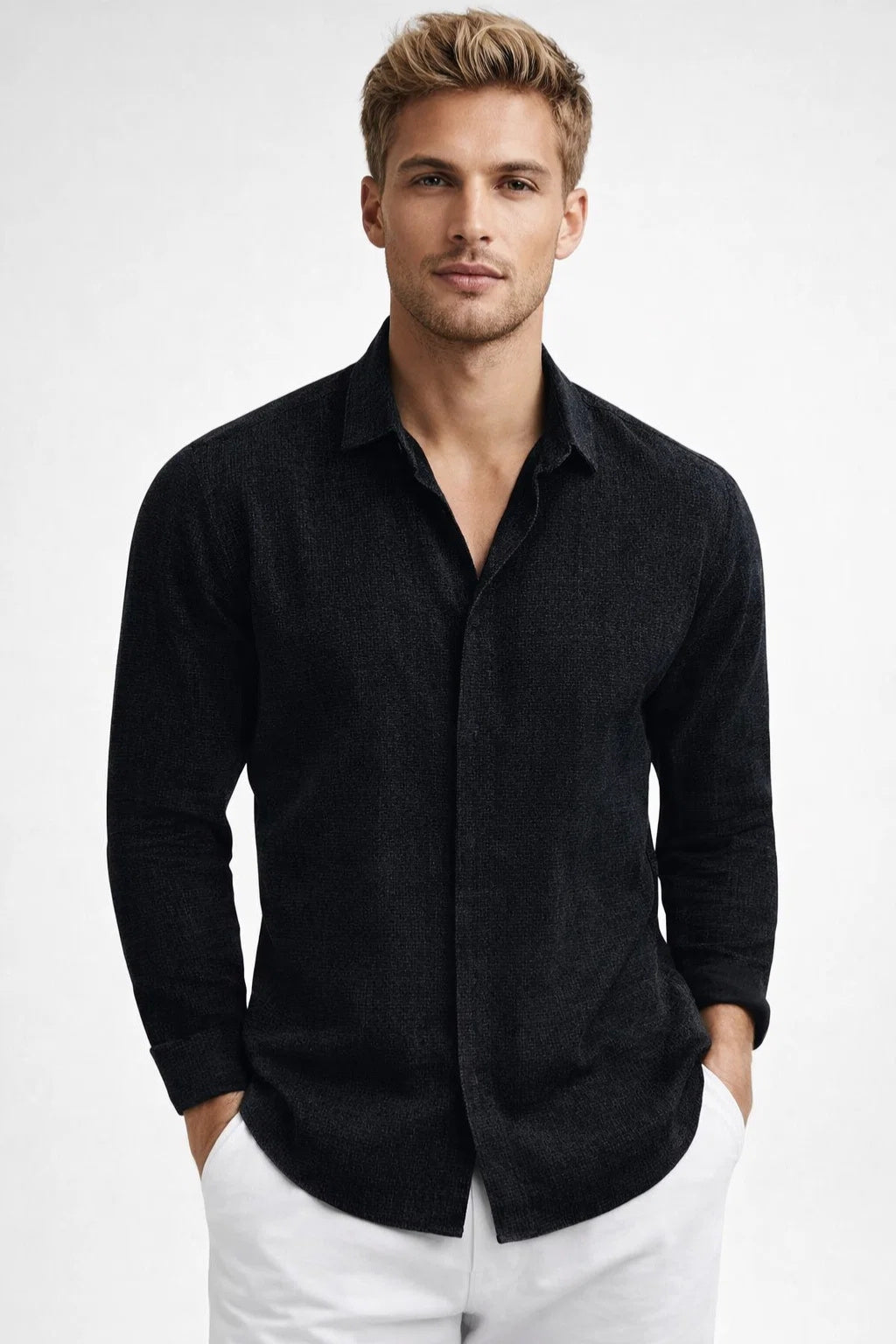 Hemd Herren Regular Fit Klassische Kragen Sommer Casual-Velnorah