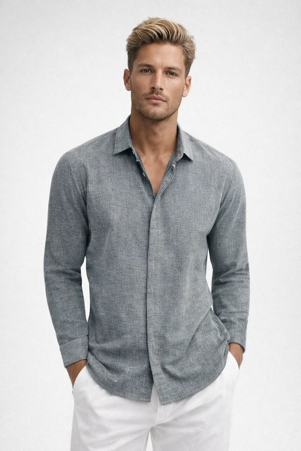 Hemd Herren Regular Fit Klassische Kragen Sommer Casual-Velnorah
