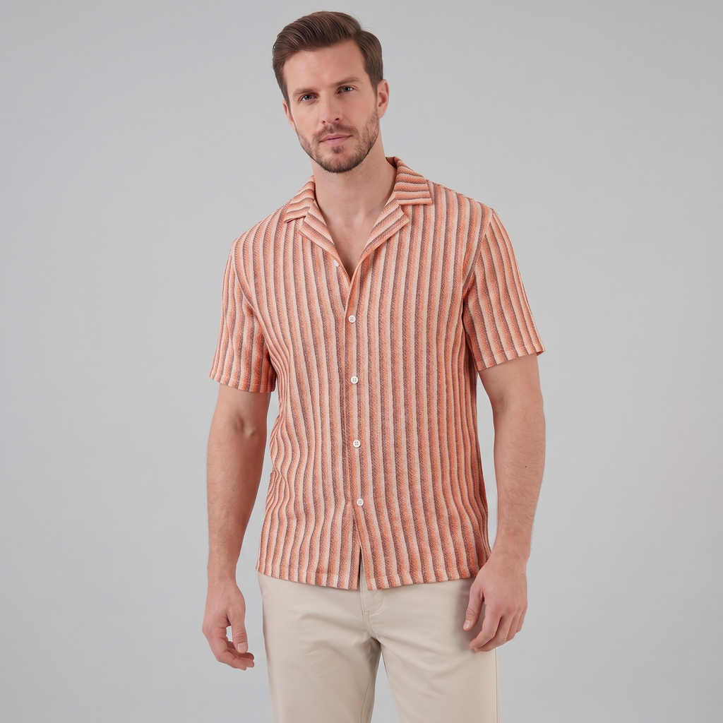 Hemd Herren Vertikale Streifen Resort Casual Sommer-Velnorah