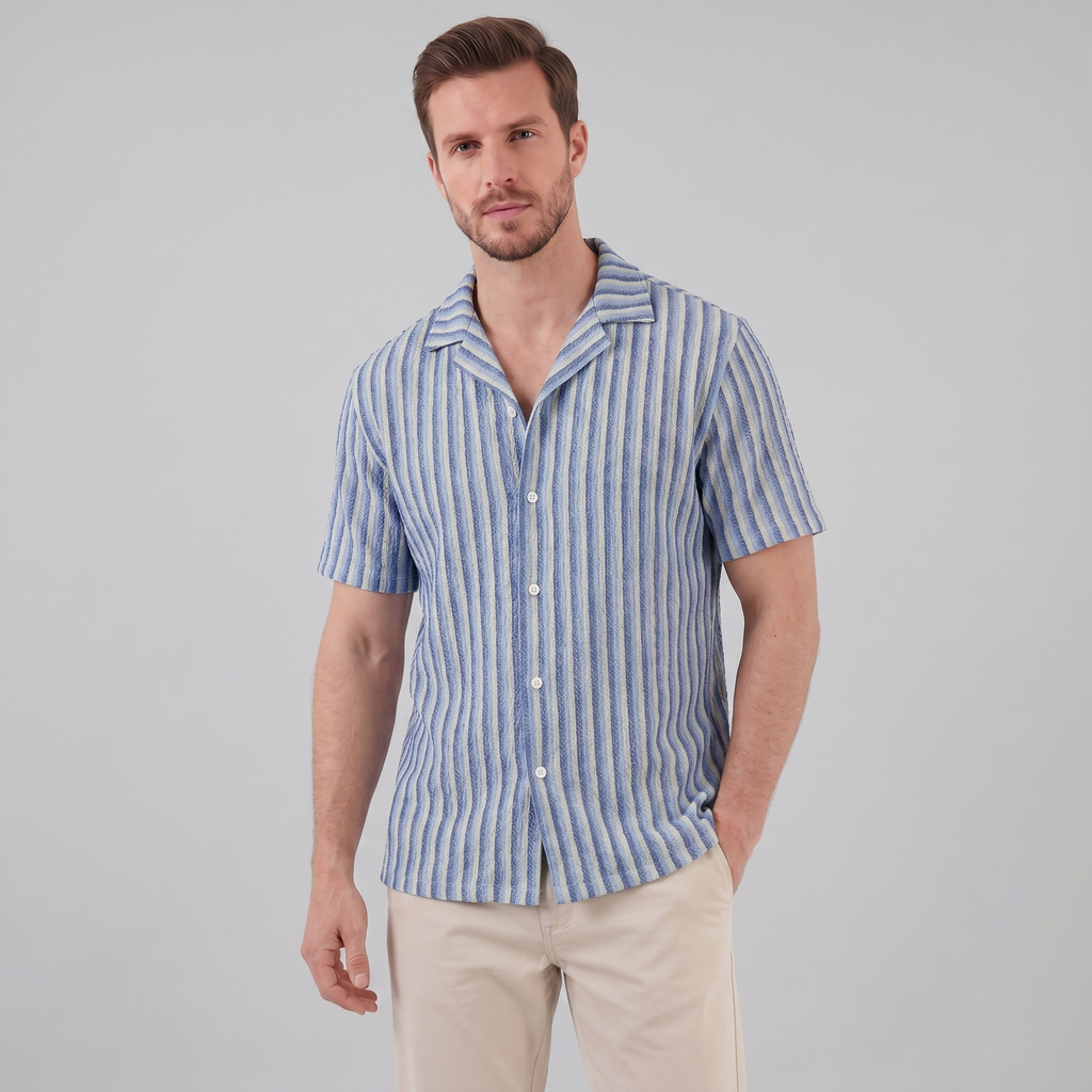 Hemd Herren Vertikale Streifen Resort Casual Sommer-Velnorah