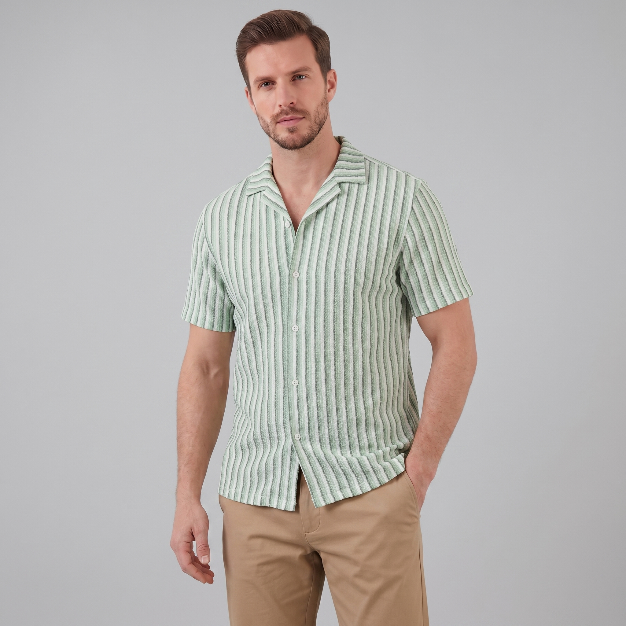 Hemd Herren Vertikale Streifen Resort Casual Sommer-Velnorah