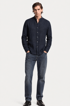 Hemd mit Stehkragen Herren Leinen Casual Sommer-Velnorah