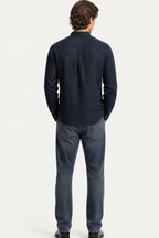 Hemd mit Stehkragen Herren Leinen Casual Sommer-Velnorah