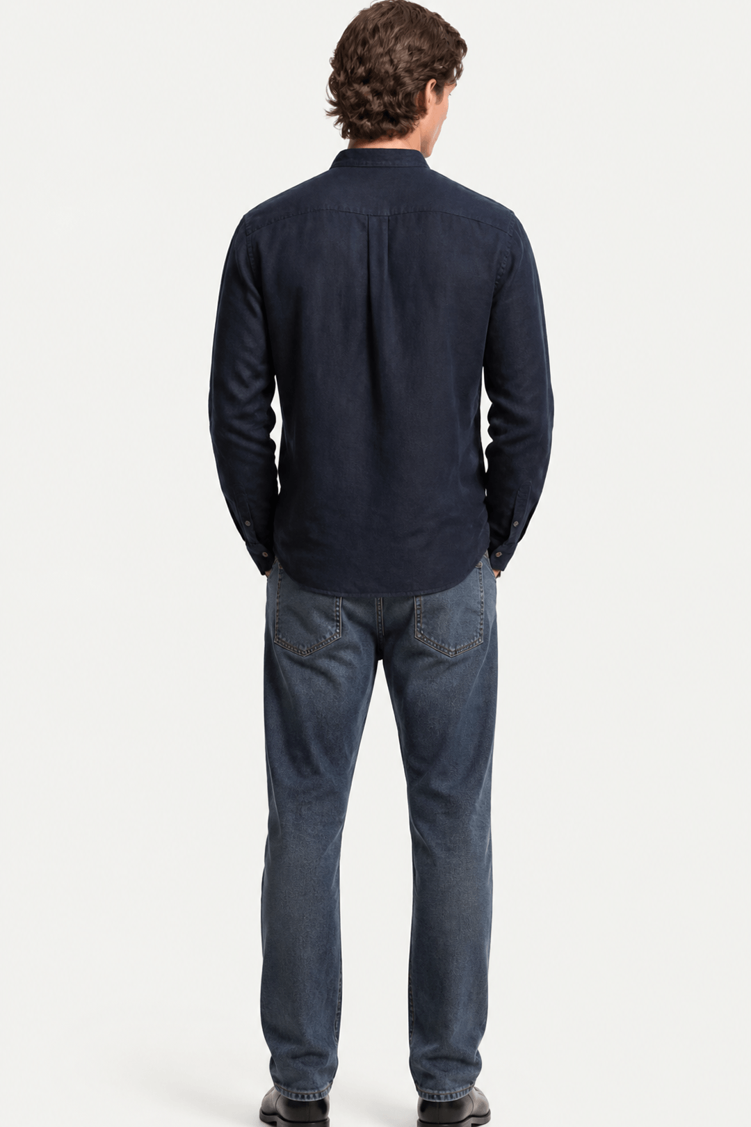 Hemd mit Stehkragen Herren Leinen Casual Sommer-Velnorah