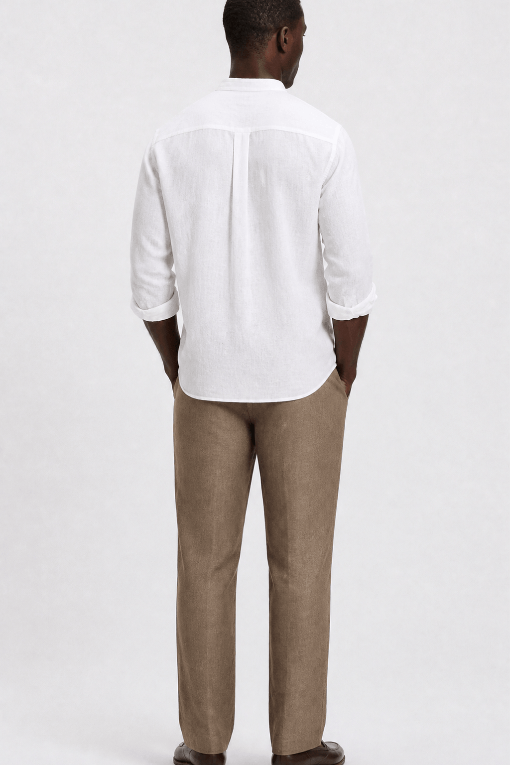 Hemd mit Stehkragen Herren Leinen Casual Sommer-Velnorah