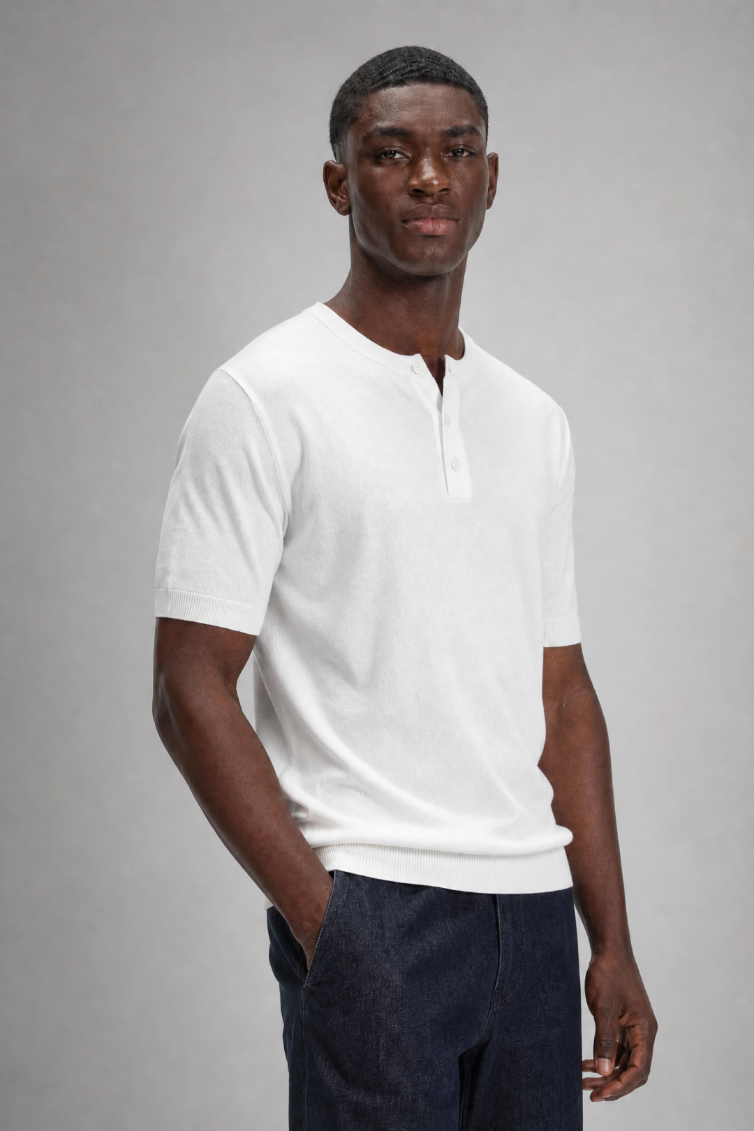 Henley T-Shirt Kurzarm Herren Casual-Velnorah