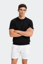 Henley T-Shirt Kurzarm Herren Casual-Velnorah