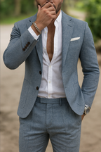 Herren Blazer Hose Set Mit Slim Fit Und Taschen Detail-Velnorah