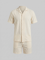 Herren Camp Shirt Shorts Jacquard Wave Sommer-Velnorah