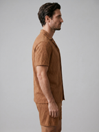 Herren Camp Shirt Shorts Jacquard Wave Sommer-Velnorah