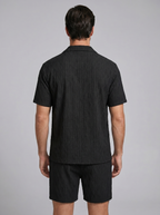 Herren Camp Shirt Shorts Jacquard Wave Sommer-Velnorah